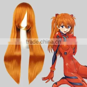 High Quality 80cm Long Straight Orange Wigs EVA Soryu Asuka Langley Cosplay Hair Wigs Synthetic Anime Wig Party Wig thumbnail-1
