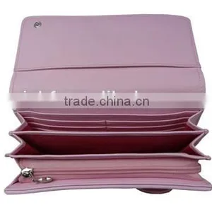 Compartment Pink PU Leather Women Ladies Long Wallet thumbnail-2