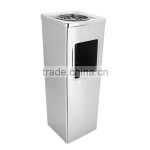 Online Shopping Stainless Steel Garbage Bin Stand Waste Bin Outdoor Trash Bin With Ashtray for Sale Supplier's Choice thumbnail-2