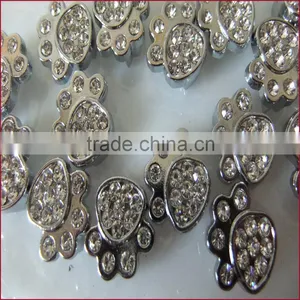 Compet Rhinestone Metal Zinc Alloy Jewelry Paw Print 10mm Slide Charms thumbnail-2