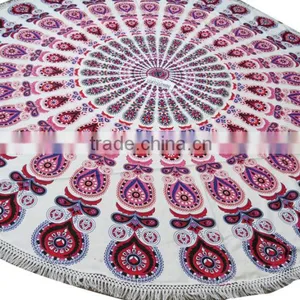 Round Mandala Tapestries Wall Hanging Ethnic Wall Art Cotton Round Table Cloth thumbnail-4