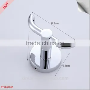 Hot Selling Bathroom Double Prong Robe and Towel Hook, Chrome Solid Brass thumbnail-6