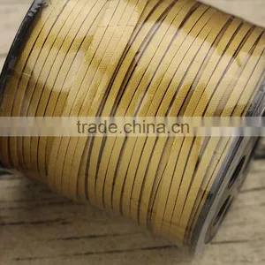 ST1038 Gold Flat Faux Leather Suede Cord, Metallic Gold Coated Suede Leather Lace thumbnail-2