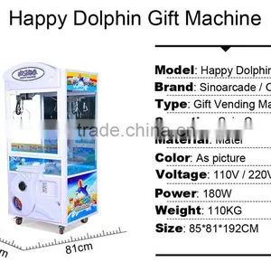 2016 Sinoarcade Hot Happy Dolphin Doll Snack Cigarette Crane Claw Machine Coin-op Funfair Gift Game Machine for Kids and Adult thumbnail-5