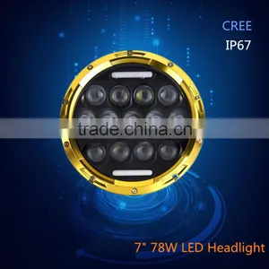 New Arrival and Smart Design 78W 7 Inch Round Led Headlight 12v 24v for Jeep Vehicles thumbnail-1