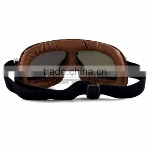 BJ-GT-009 Soft Padded Silver Lens Leather Goggles Motorcycle thumbnail-6