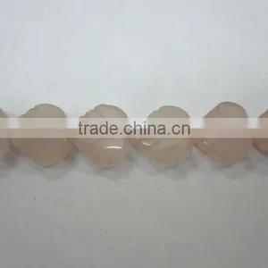 Chinese Rose Quartz Carved Leave thumbnail-1