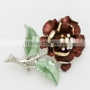 2015 Hottest Peony Flower Decorative Crystal Painting Flower Brooch thumbnail-2