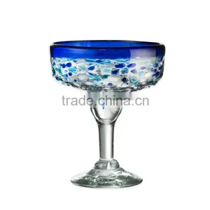 Sodalime Factory Star Hotel Supplier Colored Bubble Design in Body Blue Rim Margaret Glass thumbnail-1