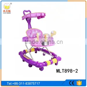 New PP Plastic 8 Rubber Wheels Rolling Baby Doll Walker Rolling Baby Walker With Canopy thumbnail-4