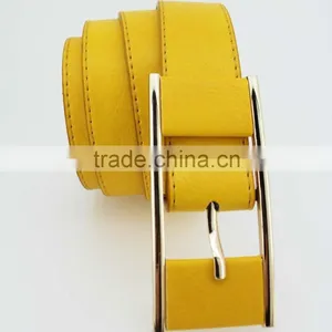 Women's Fashion Yellow PU Leather Plain Jeans Belt With Yellow Leather Accessories in China Factory thumbnail-3