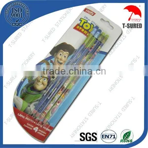 4 Pcs Promotional Natural Wood HB Pencil With Eraser thumbnail-1