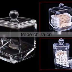 Acrylic Organizer Cotton Swab Holder Makeup Pads Holder Cosmetics Organizer thumbnail-1