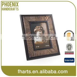 Wood Antique Blue Leather Cracking Photo Frame thumbnail-1