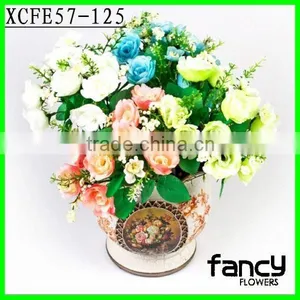 10 Heads Artificial Begonia, 27 cm Royal Blue Artificial Flowers for Home Decor thumbnail-1