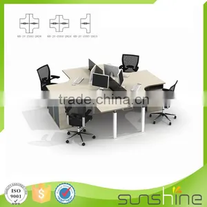 Office Staff Working Table 4 Seating Good Wire Management Metal Table Leg With Modblie Pedestal and CPU Holder thumbnail-4