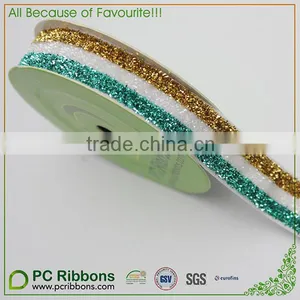 5/8inch Striped Elastic Glitter Metallic Velvet Ribbon thumbnail-2