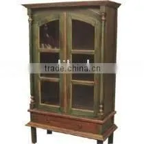 Pillar Pie Safe Cabinet 2 Drawers Green Wash thumbnail-1