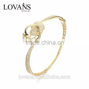 925 Sterling Silver Gold Plated Lion Head Bangle Bracelet SBG891Y thumbnail-1