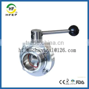 DN40 Thread OD 38mm Stainless Steel 304 Sanitary Butterfly Valve thumbnail-1