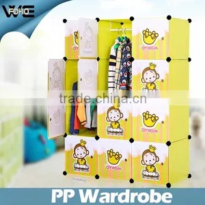 AL0022-6 DIY Apple Green Color Cartoon Door Kids Plastic Folding Wardrobe With Bedroom Furniture thumbnail-1