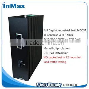 3 Ports Gigabit 1x1000BaseX SFP and 2x10/100/1000BaseT(X)Ports Din-Rail Gigabit Industrial Ethernet Switches I503A thumbnail-1