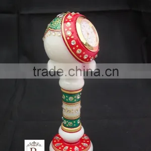 Indian Marble Piller Watch Clock Handicraft Gift Decor Handmade Jaipur Rajasthan Christmas Gift thumbnail-1
