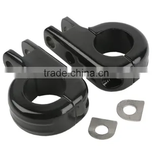 Black FootPeg Mounts for Harley 1 1/4" Engine Guard Highway Crash Bars thumbnail-2