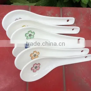 SP-1541 Haonai Flower Decal Ceramic Spoon, Ceramic Soup Spoon thumbnail-2