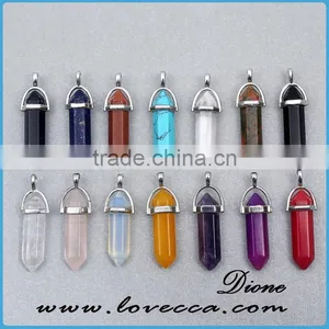 Natural Quartz Crystal Pendant, Druzy Gem Stone Pendant Charms thumbnail-1