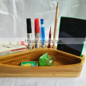 Eco-friendly Custom Bamboo Pen Holder for Office Desk Organizer thumbnail-1