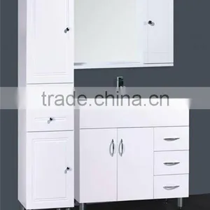 MDF White Bath Vanity With Tall Cabinet thumbnail-1