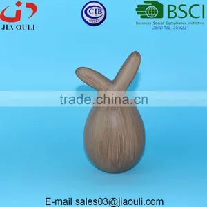 BSCI Audit Dehua Factory Brown Painted Ceramic Rabbit, Fat Sitting Rabbit thumbnail-5