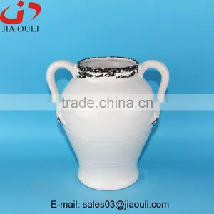 With Handle White Ceramic Antique Vase, Large Floor Planters Vase thumbnail-1