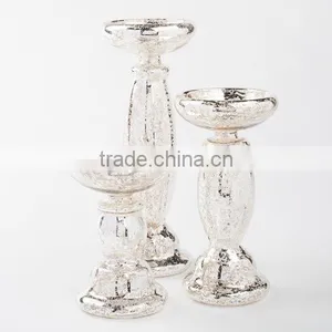 Unique Mercury Glass Pillar Candle Holder Set of 3 (3 Sizes) thumbnail-1