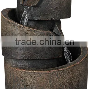 3-Tier Bronze Stone Contemporary Tabletop Fountain thumbnail-3