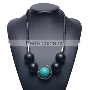 Chunky Rubber Beads Leather Necklace Choker Leather Necklace Geometric Necklace thumbnail-2