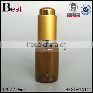 3 / 5 / 7 / 8 ml Hot Products Small Essential Oil Amber Glass Dropper Bottle Matte Gold Press Dropper Tube Glass Bottle thumbnail-1