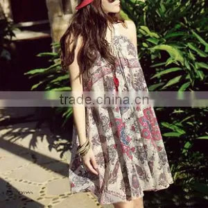 2016 New Summer Women Short Strapless Shoulder Beachwear Bohemia Dress thumbnail-3