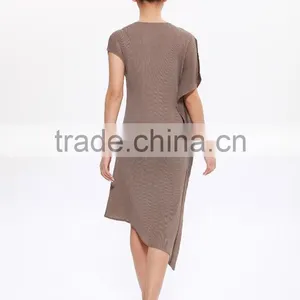 Irregular Hem Fashionable Online Store Pleated Dress for Women thumbnail-6