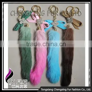 CX-R-40B Best Selling Wholesale Key Chain Dip Dyeing Rabbit Fur Keychain Ring thumbnail-3