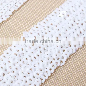 Fashionable French Gold Sequins Tulle Lace 3D Textile Lace Fabric thumbnail-5