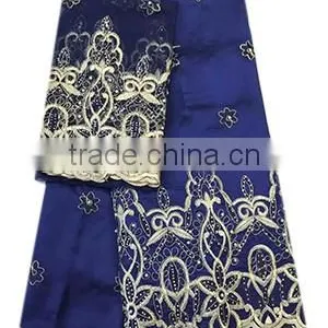 Good Quality African George Lace Fabric for Beautiful Garments With Unique Applique With Beads and Stones GPF009 thumbnail-2