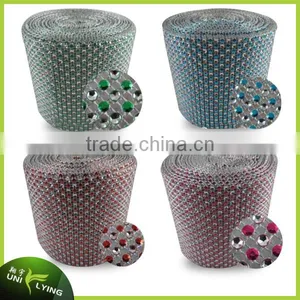 4.75"X 10 Yards Red Plastic Mesh Wraps Rhinestone Ribbons For Wedding Centerpieces DecorationsMesh Rhinestones thumbnail-1