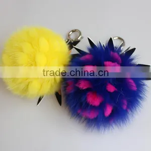 Myfur Real Fox Fur and Rex Rabbit Fur Ball Keychain Pineapple Fur Keychain thumbnail-2