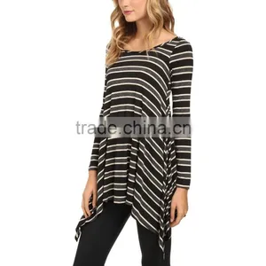 Wholesale Ladies Extra Long Stripe Sweatshirt Long Sleeves Sweatshirt thumbnail-2