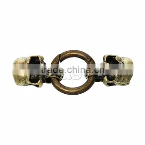 Wholesale Hook Clasps For Leather Bracelet Skull Halloween Antique Bronze 6.2cm x 25.0mm2 Sets thumbnail-1