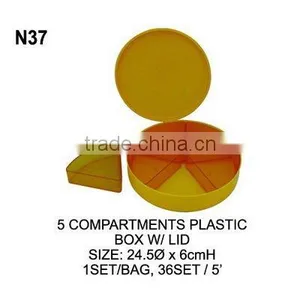 N37 5 COMPAPETMENTS PLASTIC BOX W/ LID thumbnail-1