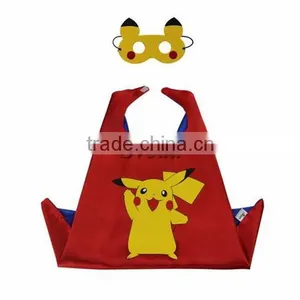 High Quality Pocket Monster Pikachu Cloak With Mask 70cm Halloween Cosplay Pokemon Pikachu Mask thumbnail-1