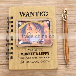 One Piece Luffy Cartoon Wooden Birthday Gift Anime Notebook For Student thumbnail-1